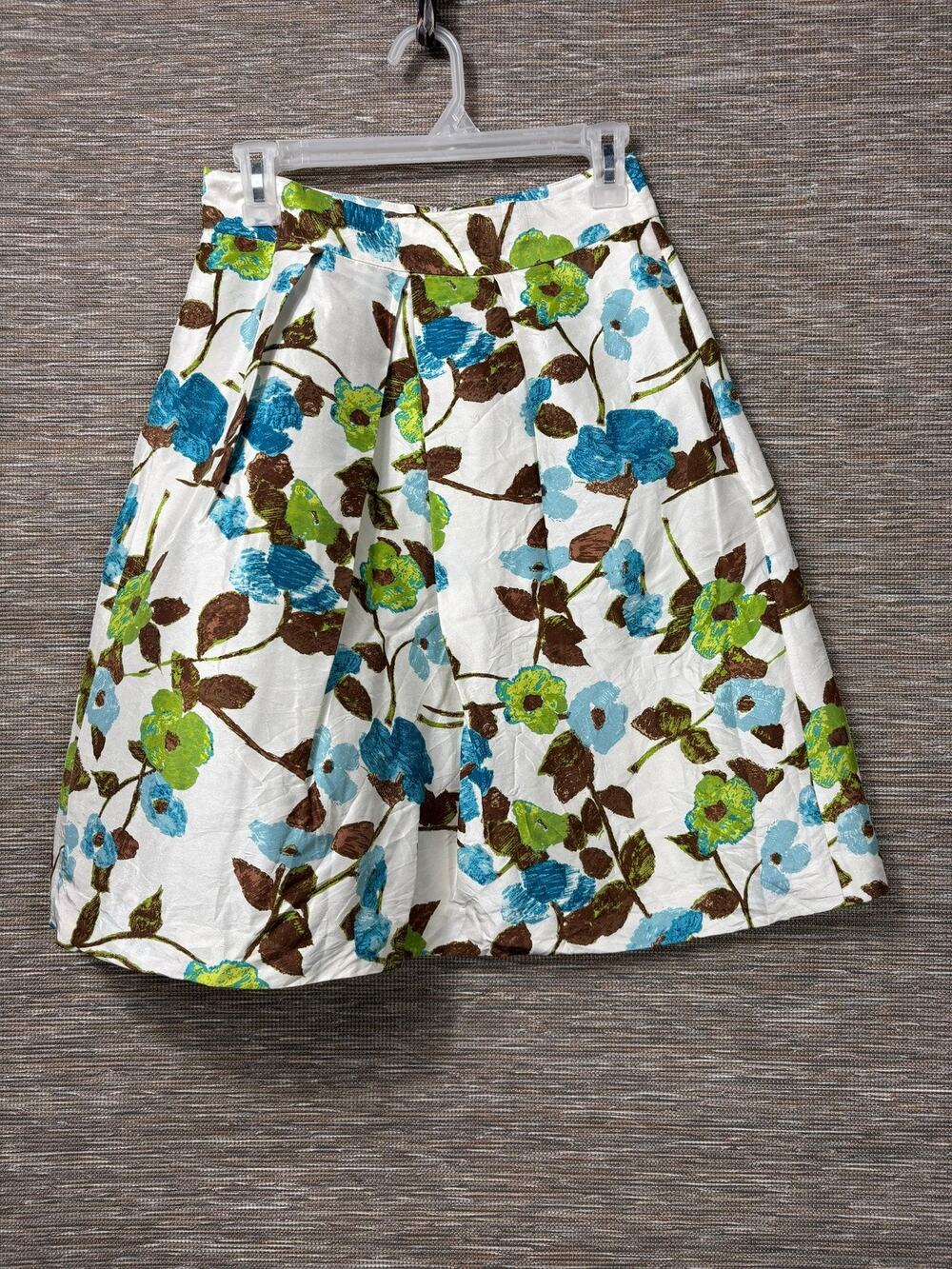 Banana Republic Skirt Womens 2 Multicolor Floral Silk Pleated Lined Knee Length